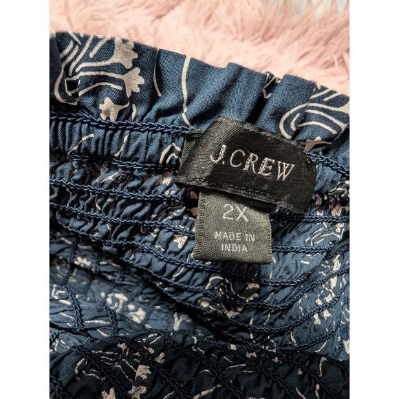 J. Crew XXL Starry Swirl Organic Cotton Smocked Midi Dress Pockets Whimsigoth - Picture 4 of 9